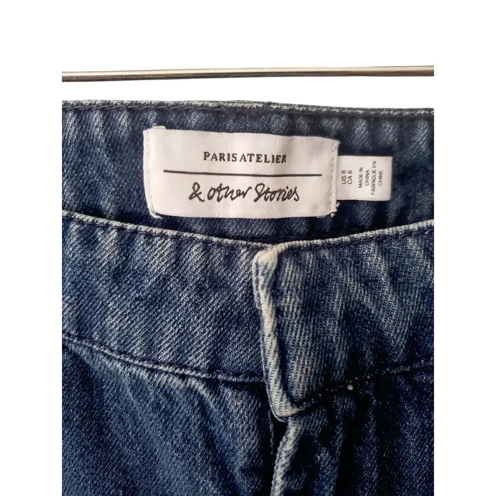 & Other Stories High Rise Flared Pintuck Jeans 100% Cotton Size 6